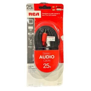 RCA Stereo Audio Cable 25ft Red White AV Cord NEW
